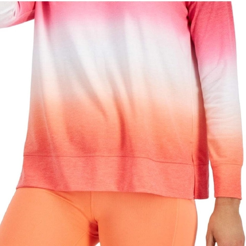 Women's Dip Dye Crewneck Top Pink Orange Ombre Sweatshirt - Picture 3 of 3